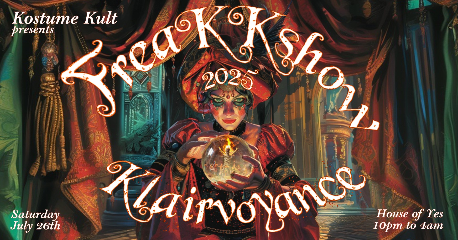 Kostume Kult Presents KLAIRVOYANCE FreaKKshow 2025 🗓 Saturday, July 26th 10PM to 4AM 📍 House of Yes, Bushwick BK